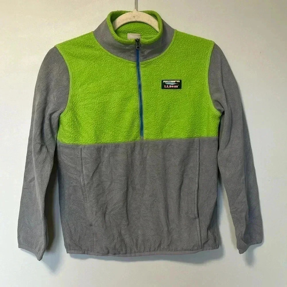 L.L. Bean neon green grey halo zip fleece  pullover - Picture 1 of 7